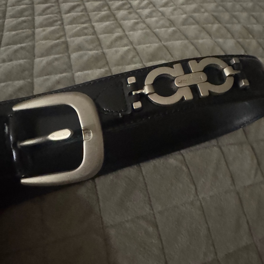 Salvatore Ferragamo Black Belt Bag with Silver Accents